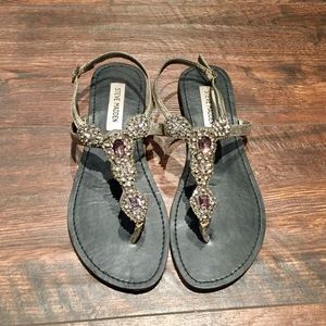 Steve Madden Silver Rhinestone Sandals “Glaare”